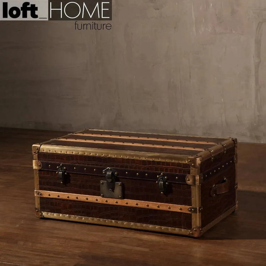 Vintage genuine leather coffee table luxury crocodile primary product view.