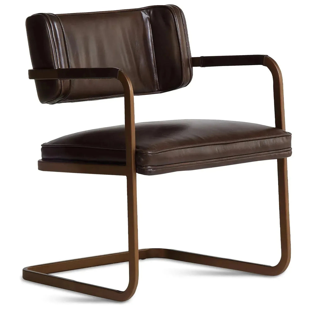 Industrial genuine leather dining chair herman in white background.