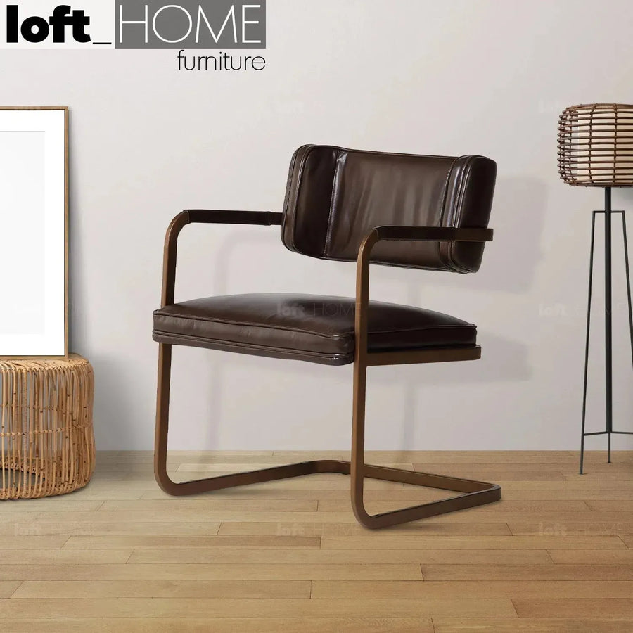 Industrial genuine leather dining chair herman primary product view.