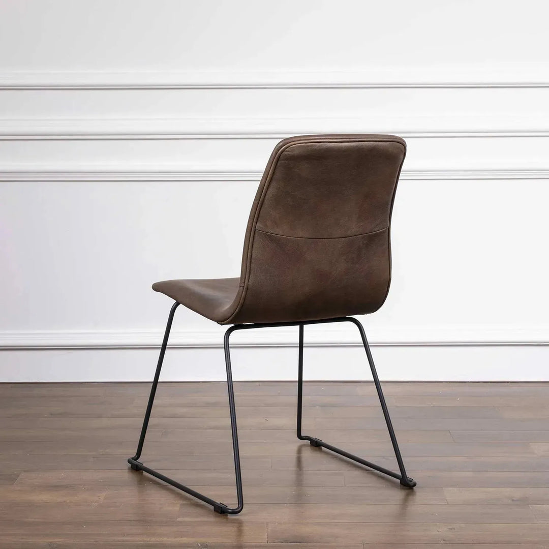 Industrial genuine leather dining chair oakley ii in real life style.