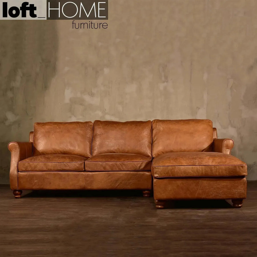 Vintage genuine leather l shape sectional sofa barclay 2+l primary product view.