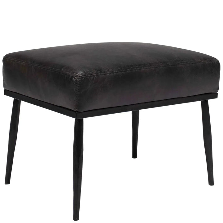 Vintage genuine leather ottoman hummer brass in details.