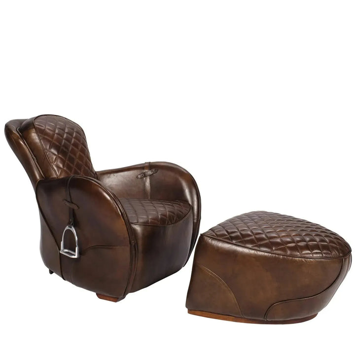 Vintage genuine leather ottoman moo in real life style.