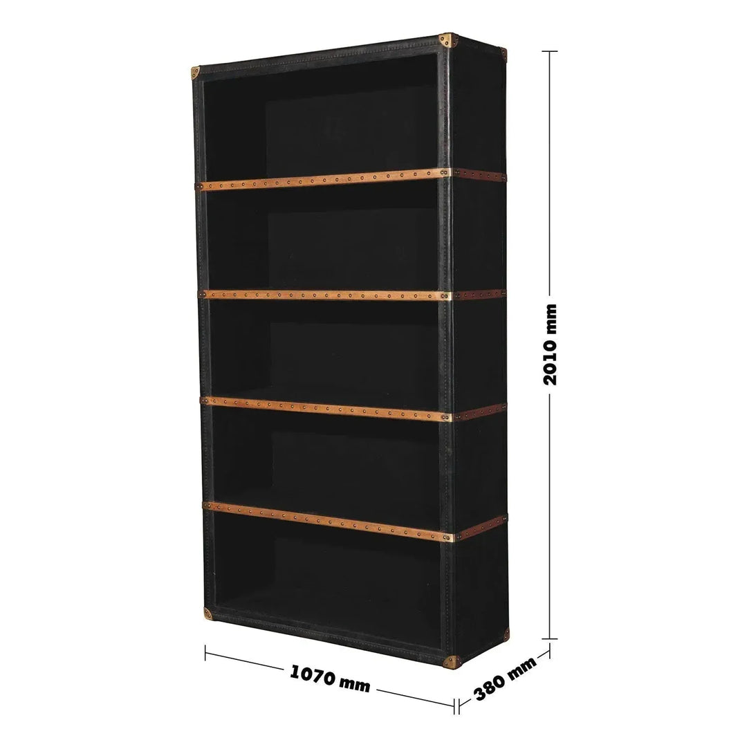 Vintage genuine leather bookshelf cowboy size charts.