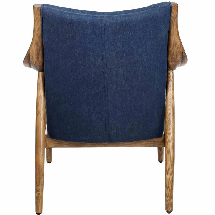 Vintage jeans fabric and genuine leather 1 seater sofa cowboy with context.