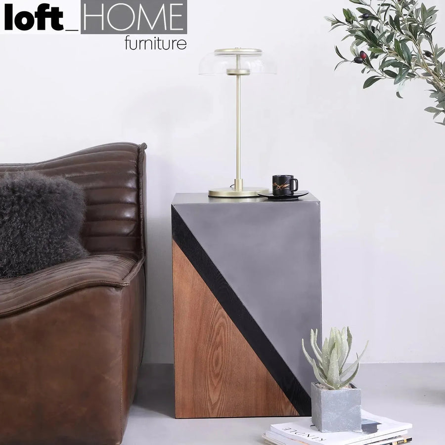 Vintage oak wood side table vintage primary product view.