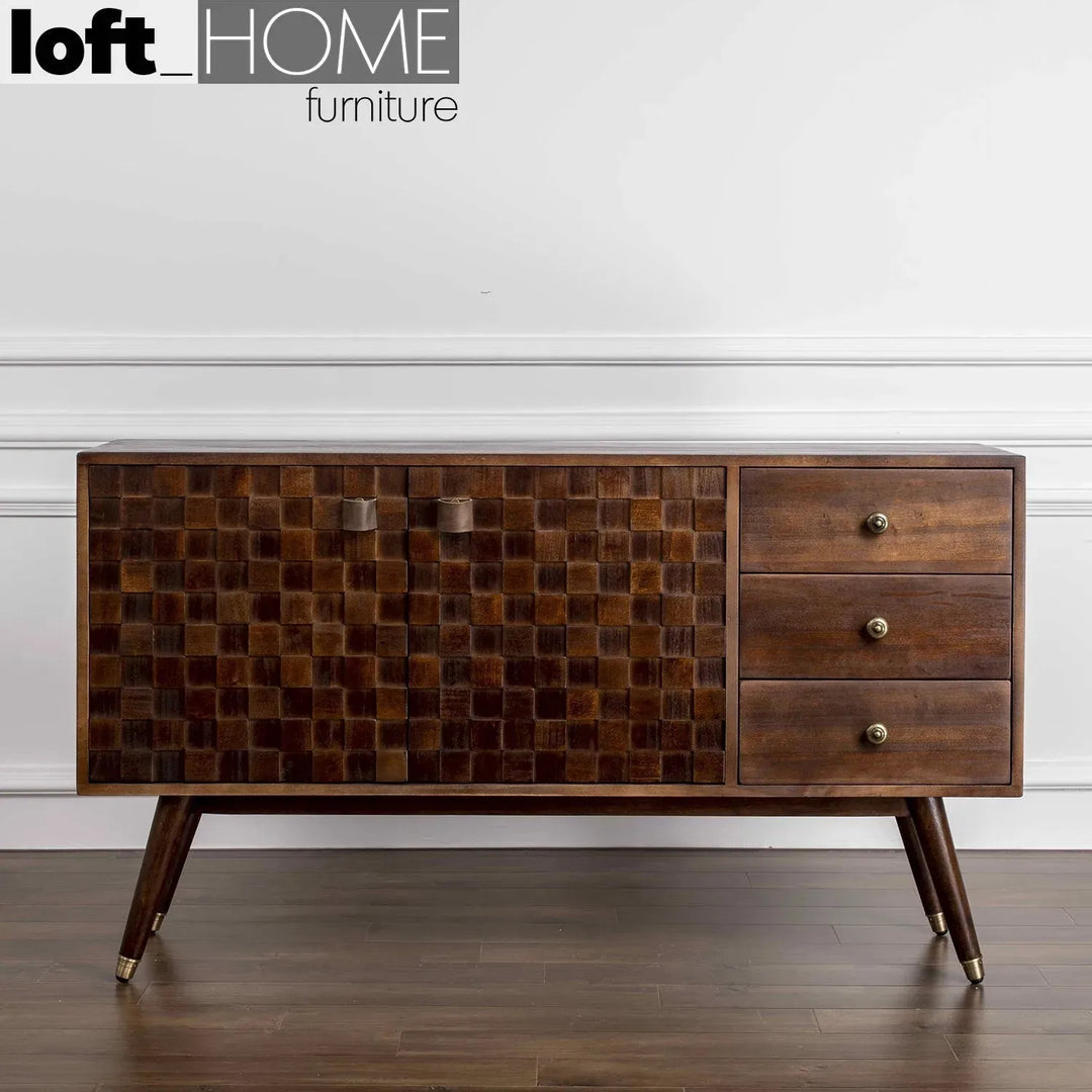 Vintage poplar wood drawer cabinet leon primary product view.