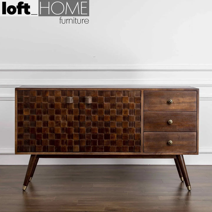 Vintage poplar wood drawer cabinet leon primary product view.