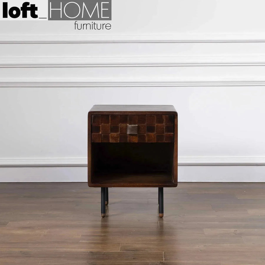 Vintage poplar wood side table leon primary product view.