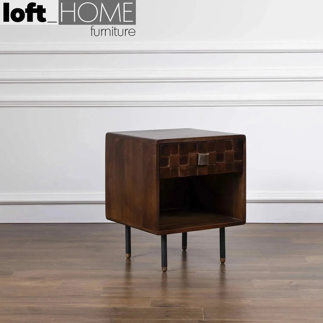 Vintage poplar wood side table leon color swatches.