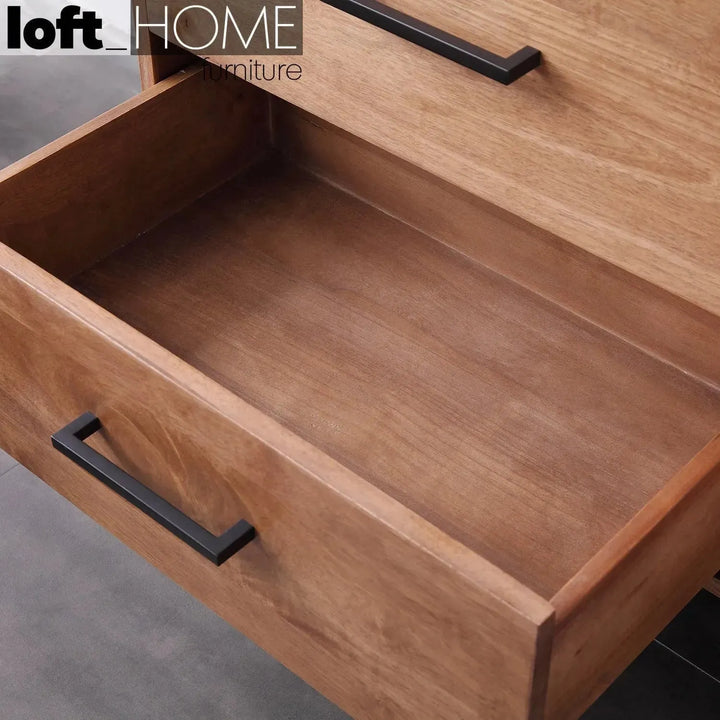 Industrial rubber wood side cabinet serb in details.