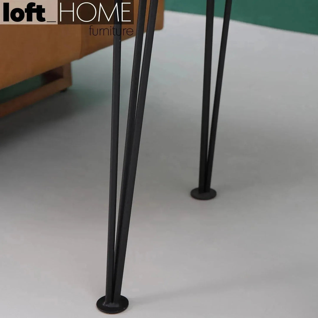 Industrial rubber wood side table dovetail in real life style.