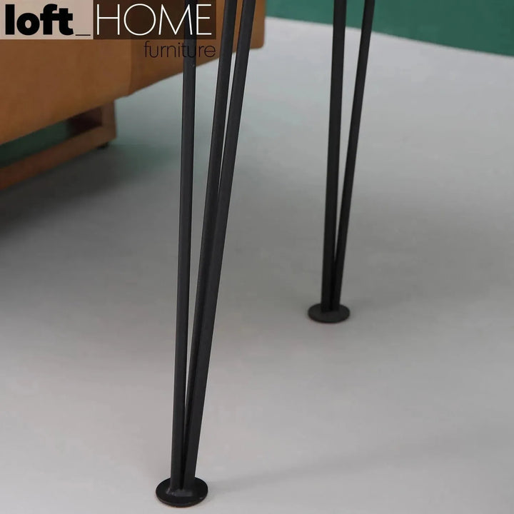 Industrial rubber wood side table dovetail in real life style.