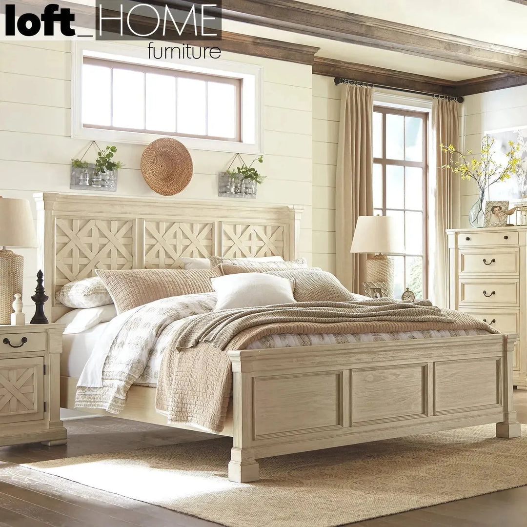 Vintage wood bed frame bolanburg asia queen primary product view.