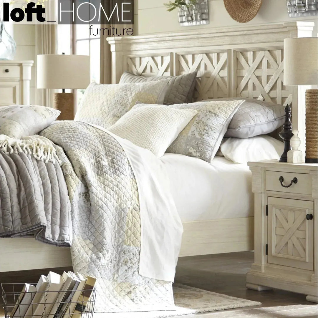 Vintage wood bed frame bolanburg asia queen with context.