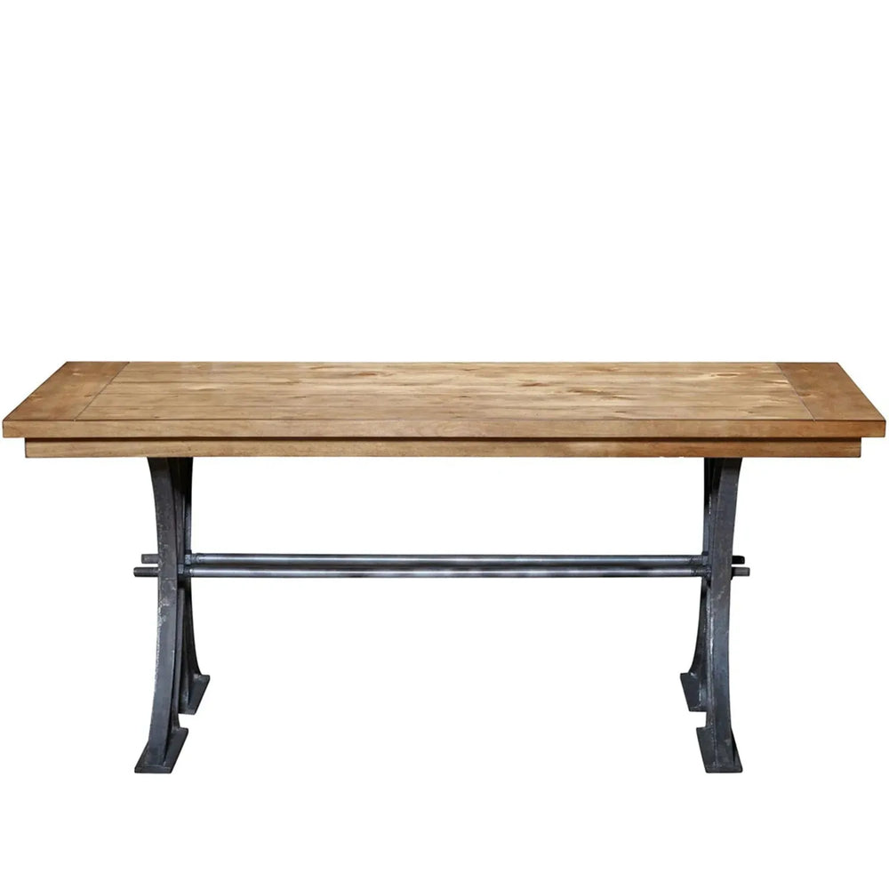 Vintage wood dining table martin in white background.