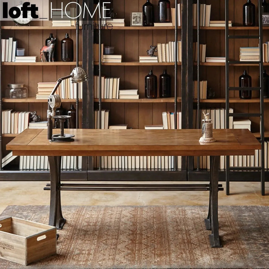 Vintage wood dining table martin primary product view.