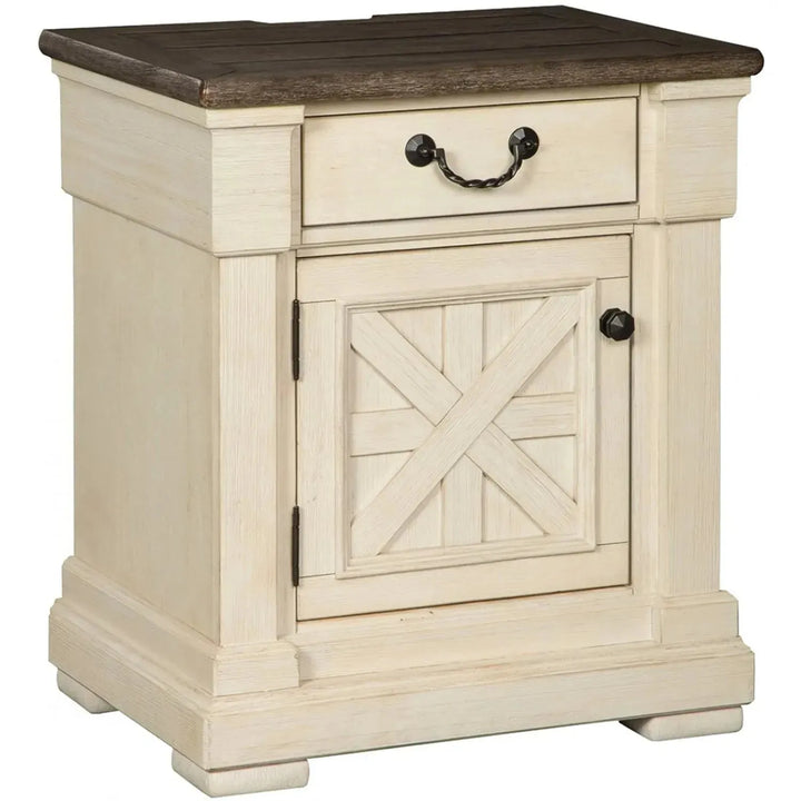 Vintage wood side table bolanburg color swatches.