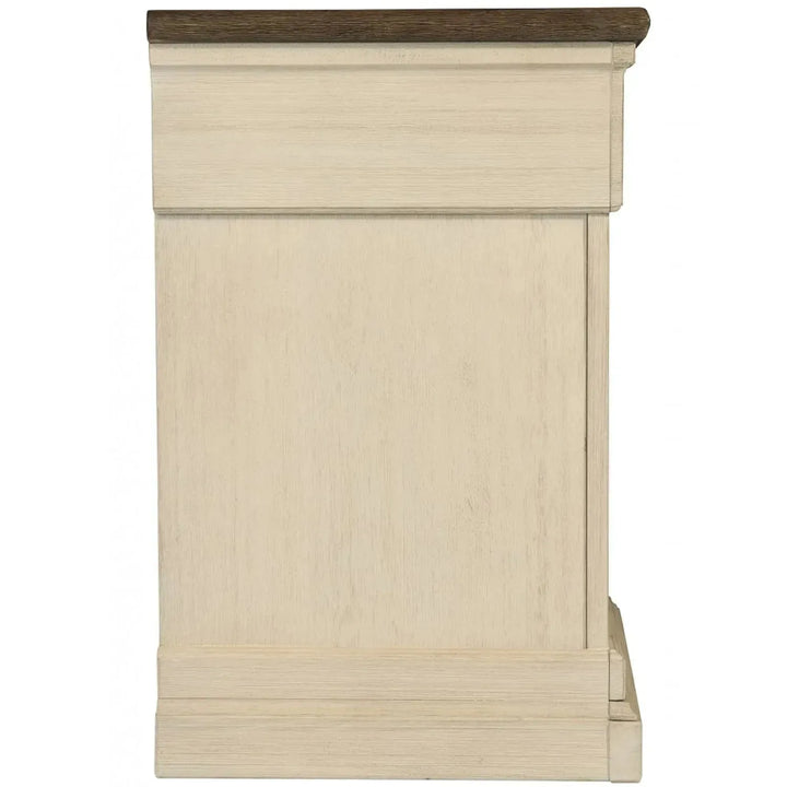 Vintage wood side table bolanburg in close up details.