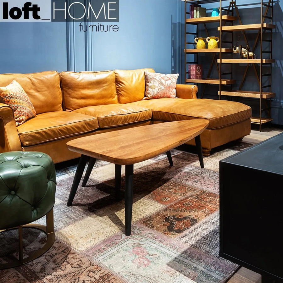Industrial wooden coffee table greyash primary product view.
