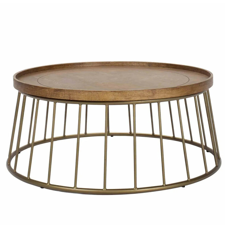 Vintage wooden coffee table vintage in white background.