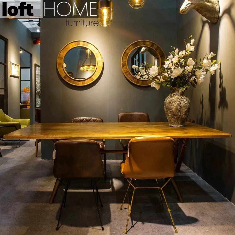 Industrial wooden dining table lucien ash primary product view.