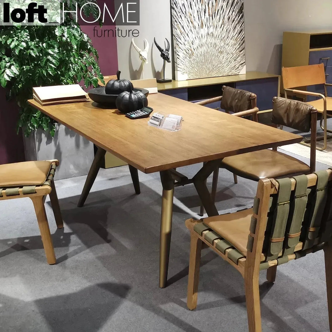 Industrial wooden dining table lucien ash color swatches.