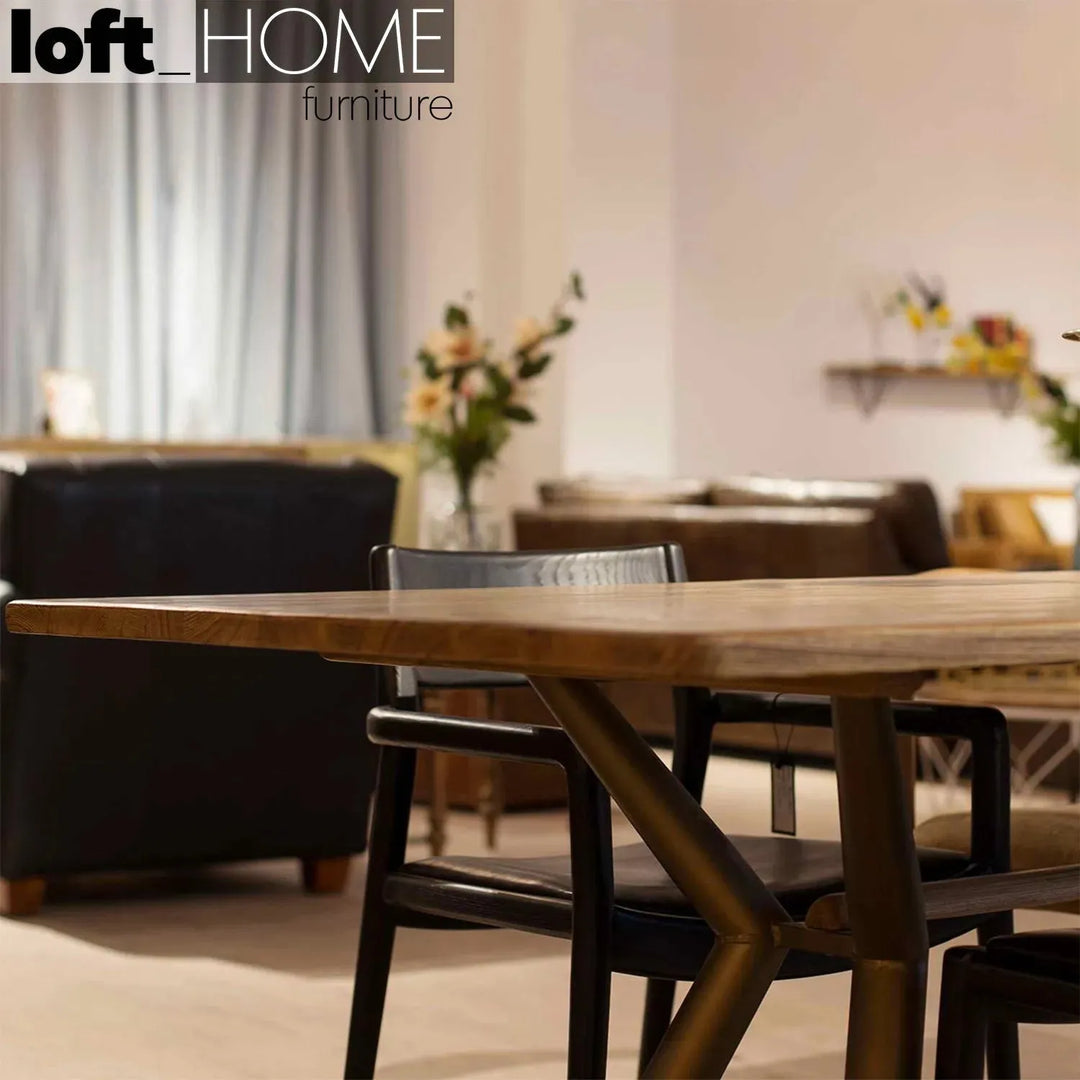Industrial wooden dining table lucien ash material variants.