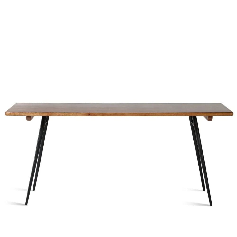 Industrial wooden dining table rustic in white background.
