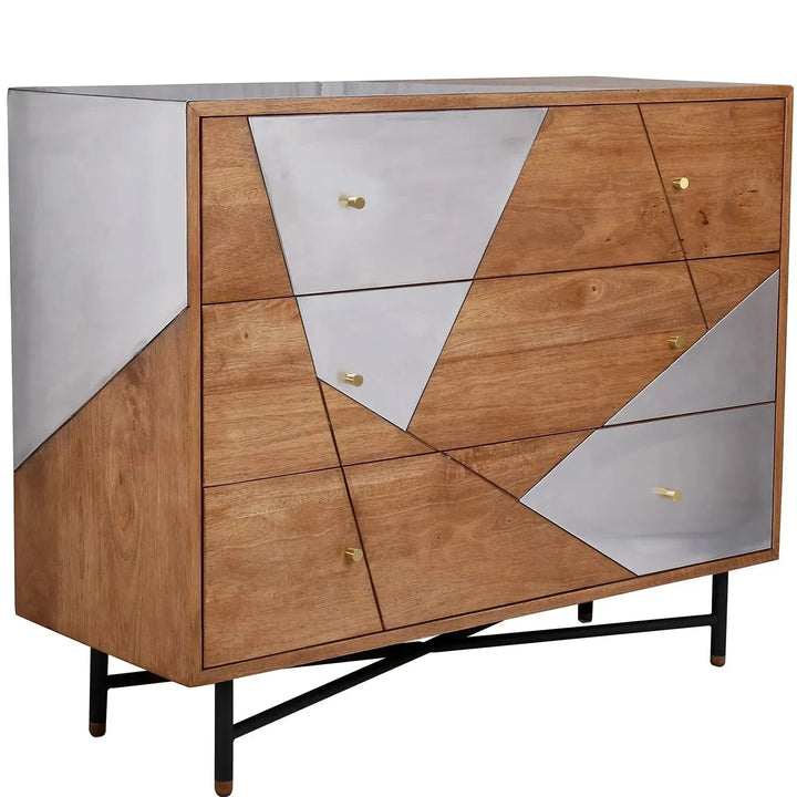 Industrial wooden drawer cabinet greyash alu primary product view.