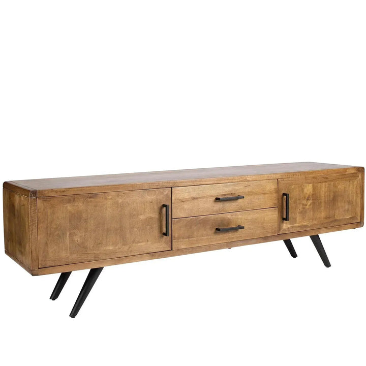 Industrial wooden tv console greyash color swatches.