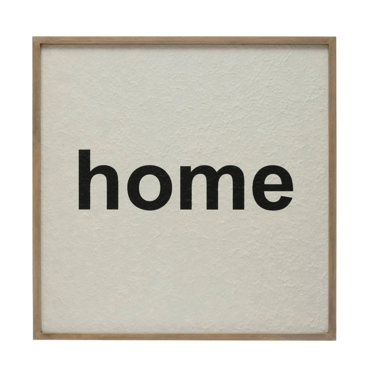 Wood framed wall decor "home" in white background.