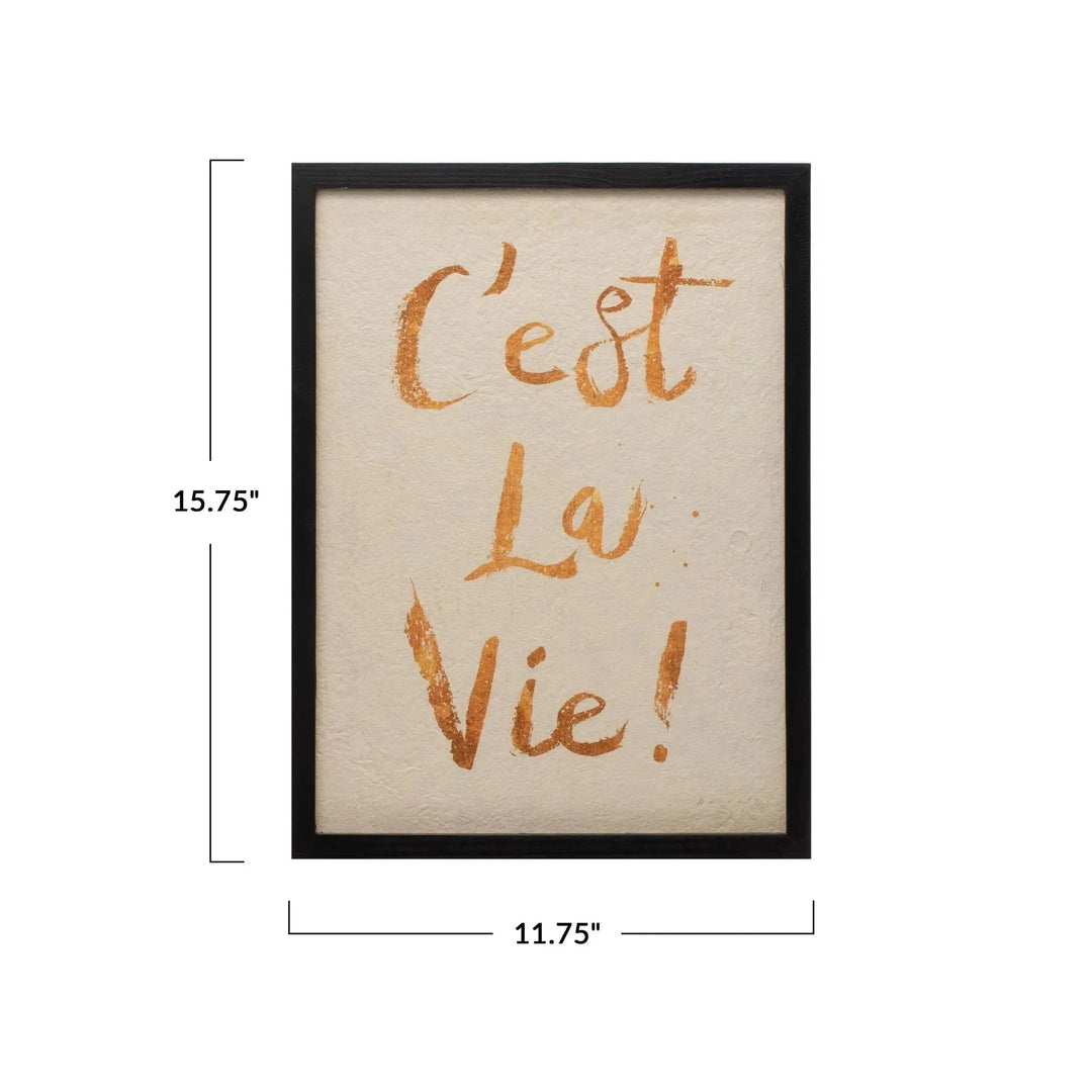 Wood framed wall decor size charts.