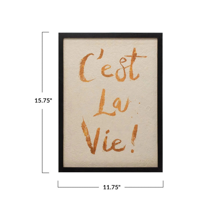 Wood framed wall decor size charts.
