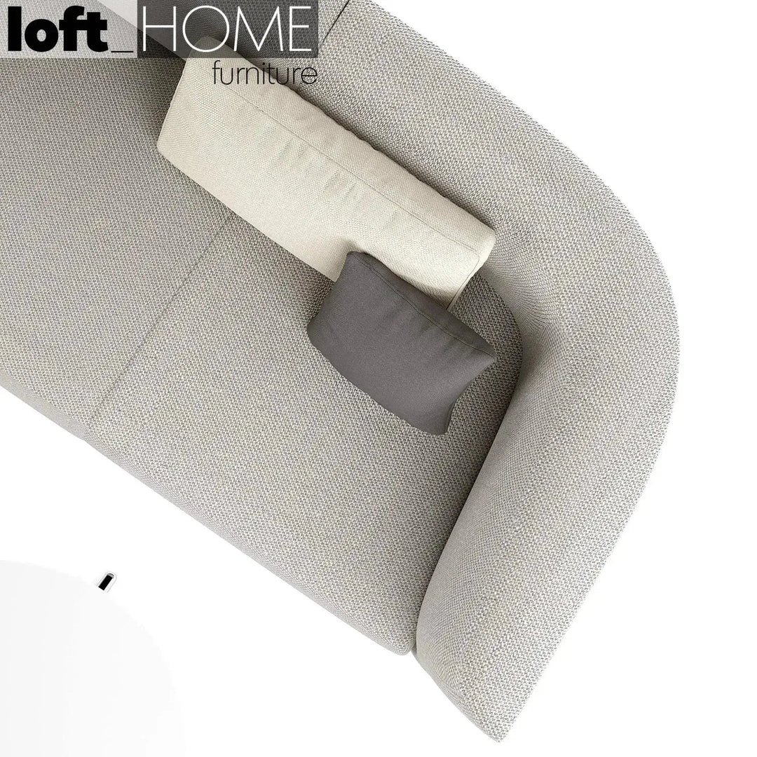Minimalist fabric 2 seater sofa low back kas in still life.