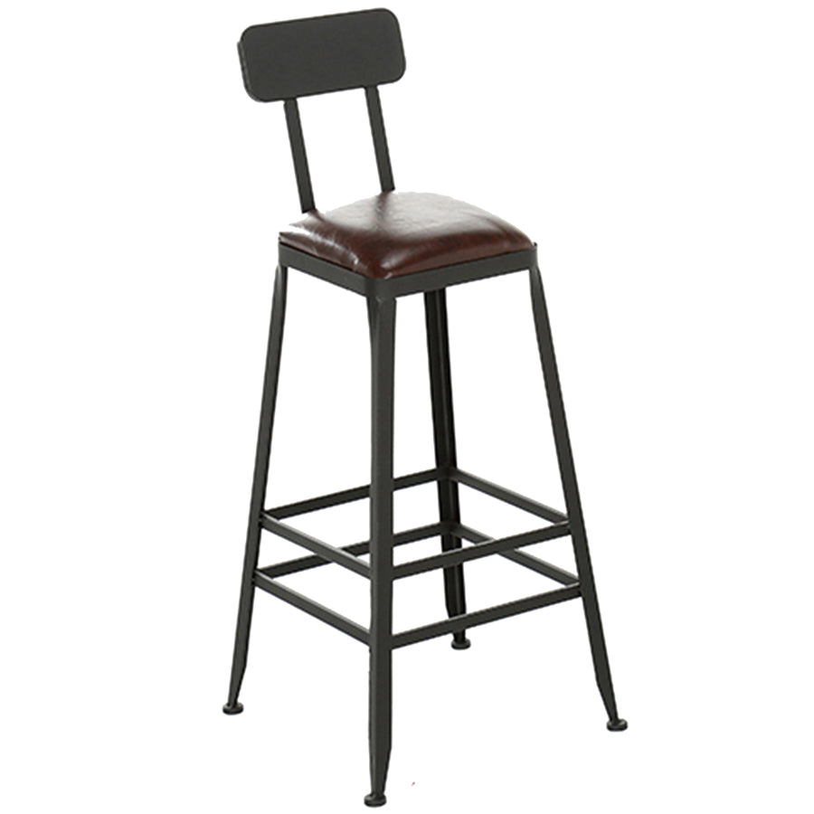 Industrial Pine Wood Bar Chair STARBUCK LEATHER SQUARE White Background