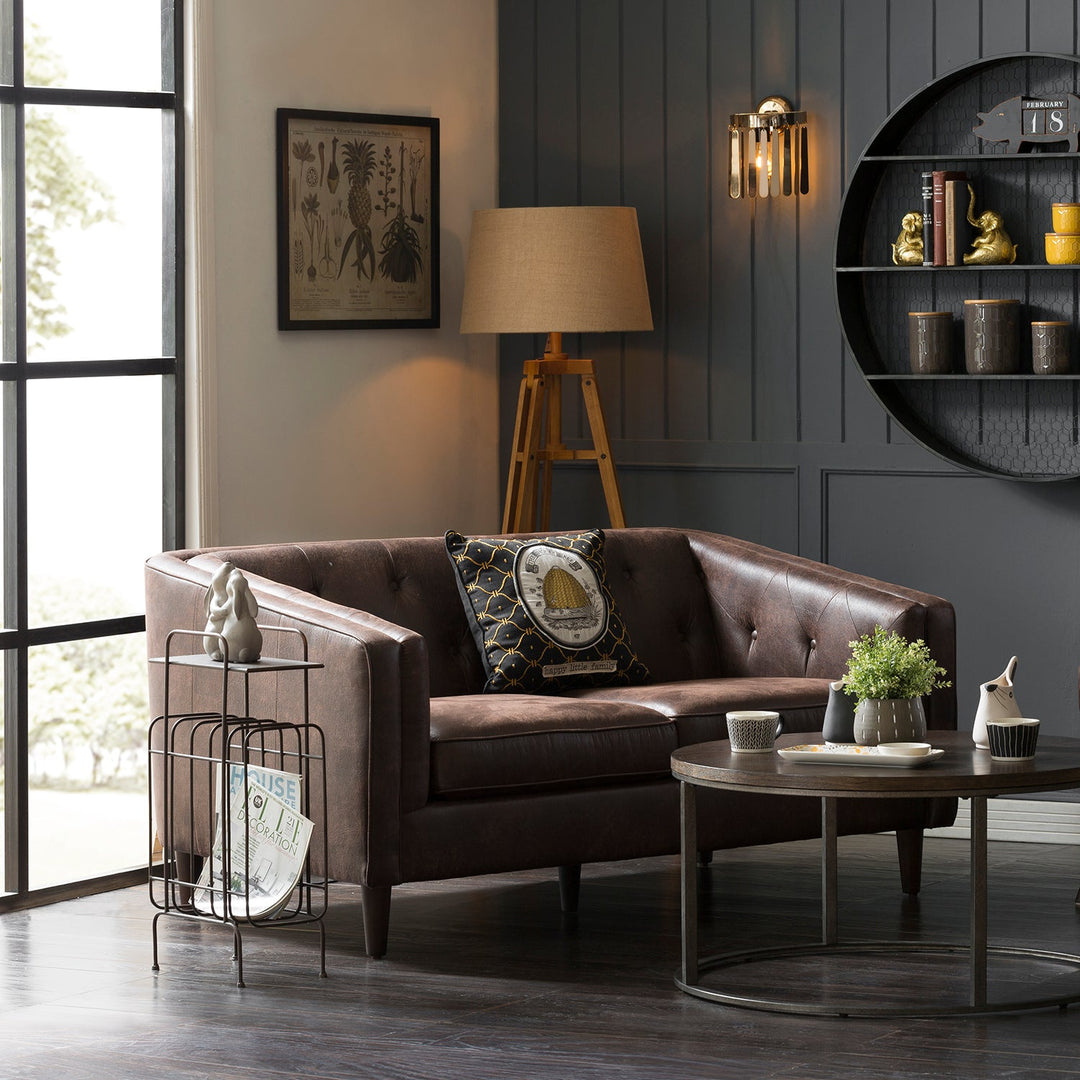 Loft Home 2-seater leather sofa with a tufted design and sleek silhouette, offering timeless sophistication for living rooms in the 2-Seater Leather Sofas collection.