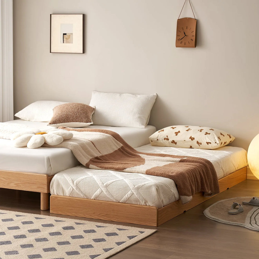 Cozy bedroom with a single bed frame and mattress. Explore the Asia single bed frame and mattress collection at Loft Home Furniture.