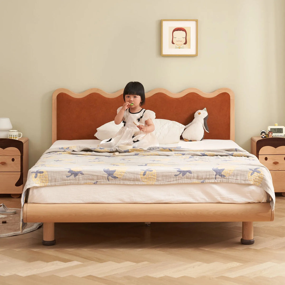 Charming bedroom with a super single bed frame and child. Explore the Asia super single bed frame collection at Loft Home Furniture.