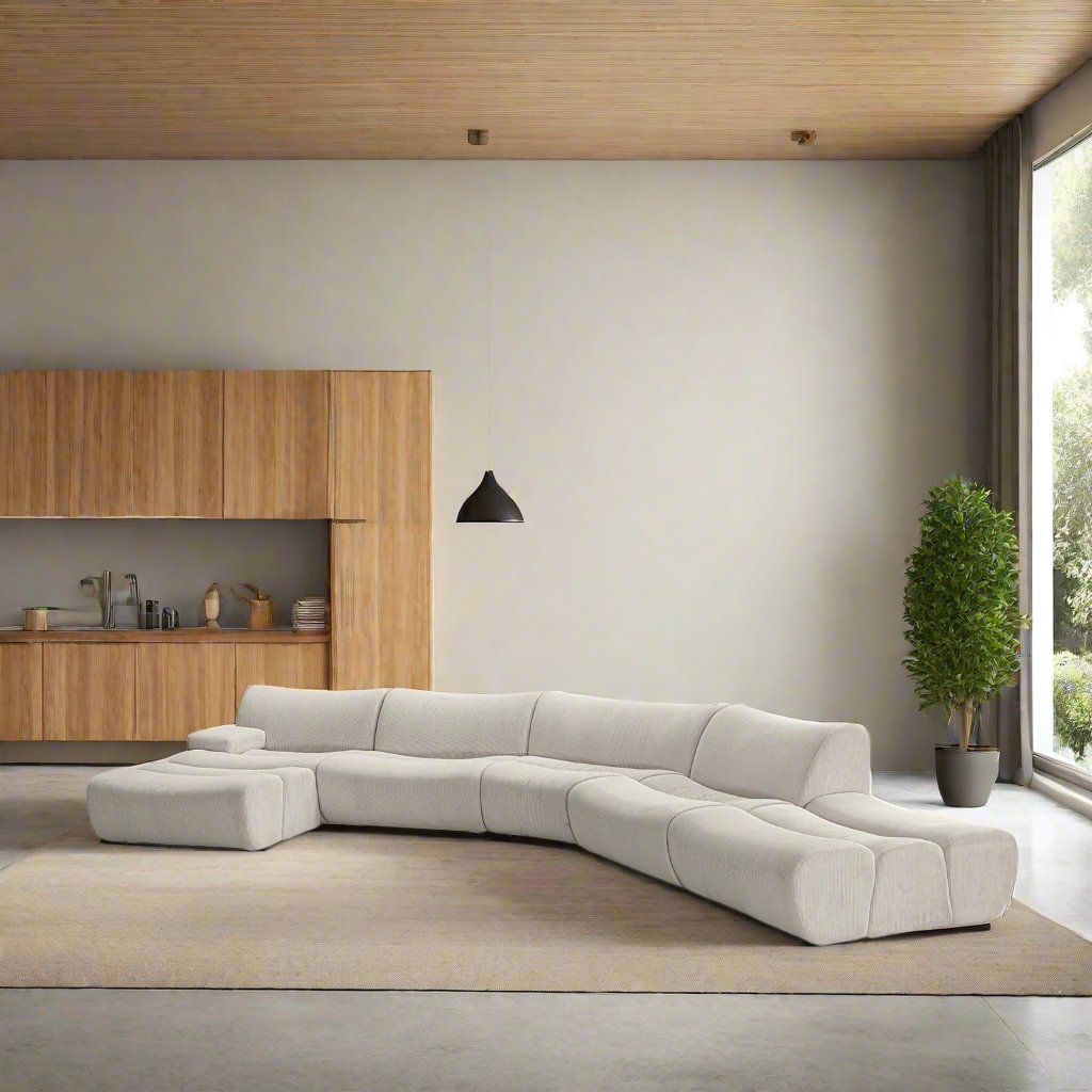 Minimalist corduroy velvet fabric modular l shape sectional sofa ernest 4+l primary product view.