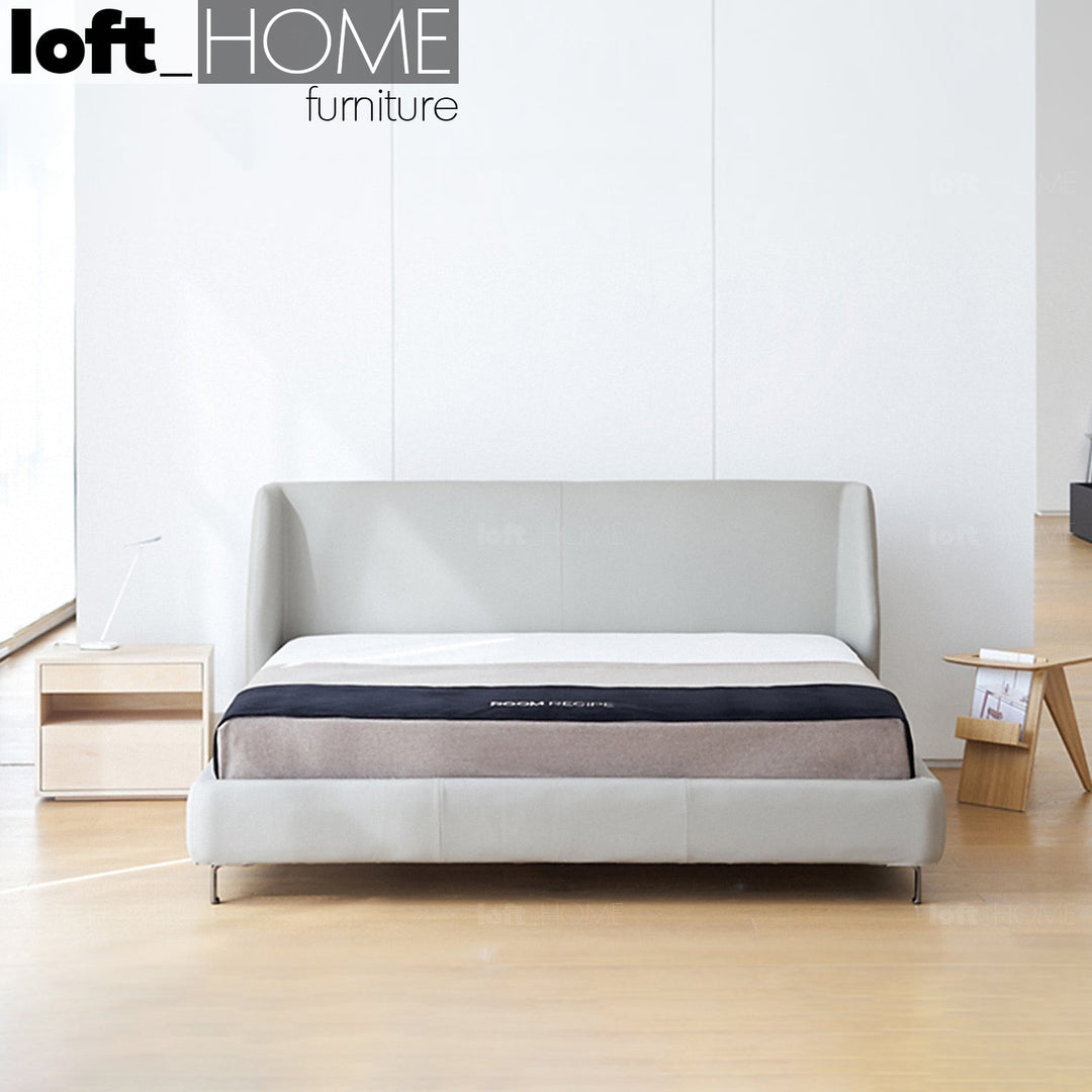 Loft Home modern king-size bed frame collection in Singapore. Elegant fabric bed frame with minimalist design, perfect for luxury bedroom interiors. Explore Loft Home's king-size bed frames and mattresses for premium comfort.