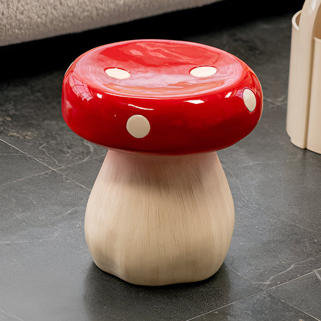 Contemporary resin side table stool mushroom primary product view.