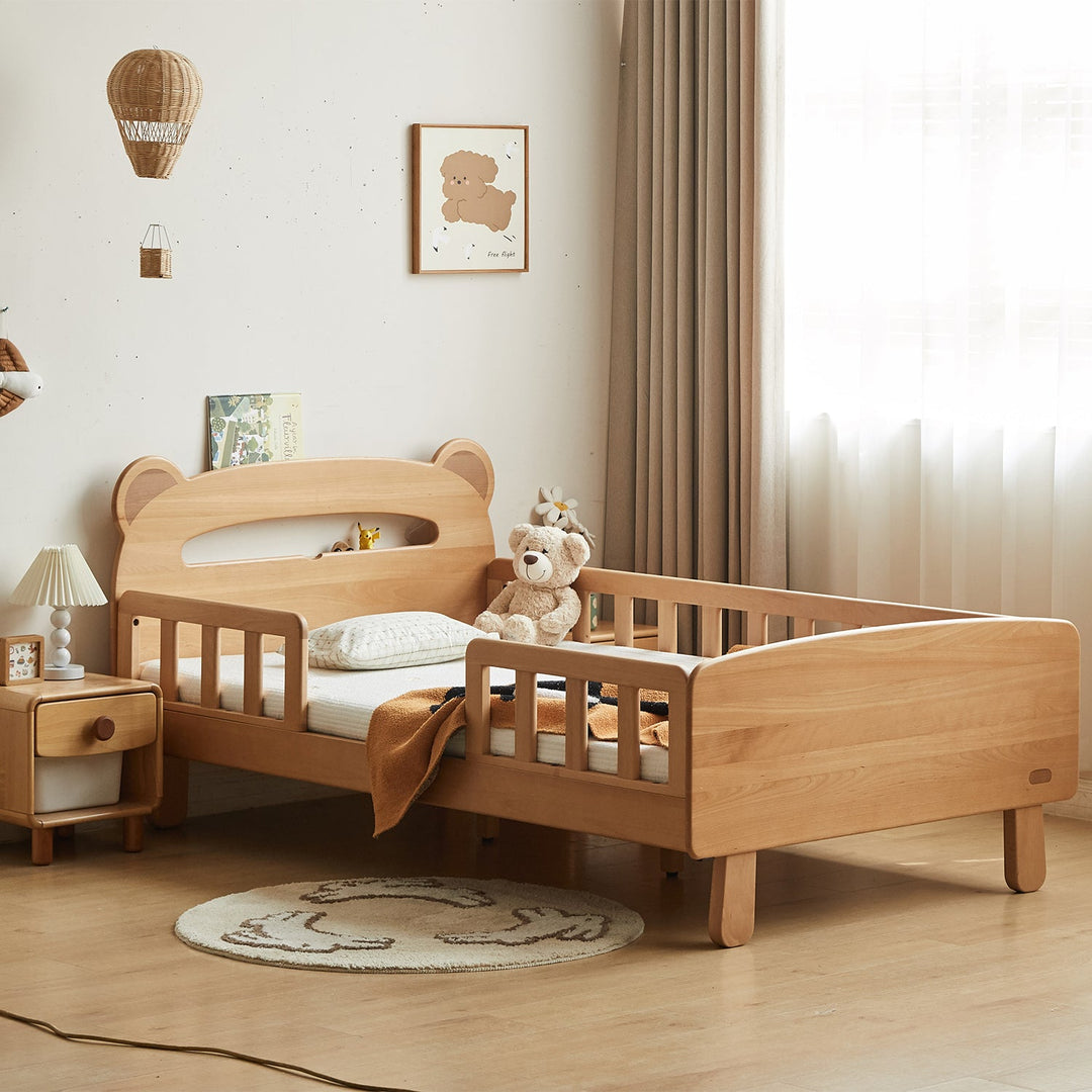 Scandinavian beech wood safety rails kids bed hugsy primary product view.