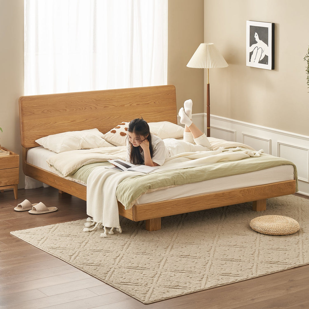 Loft Home solid wood bed frame from the Beds on Sale collection, showcasing minimalist design and cozy comfort, perfect for any modern bedroom setting.