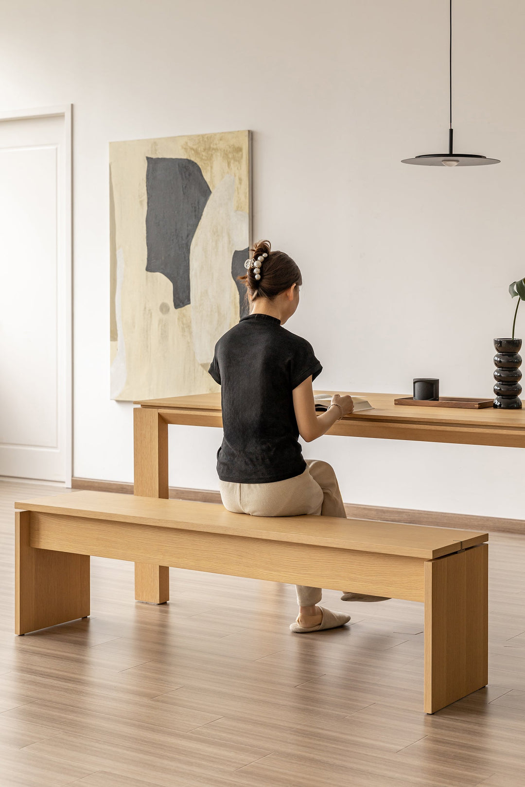 Large wooden bench sized 1500–2000mm, styled for Singapore dining rooms, entryways, HDB flats, condos, and open living spaces.