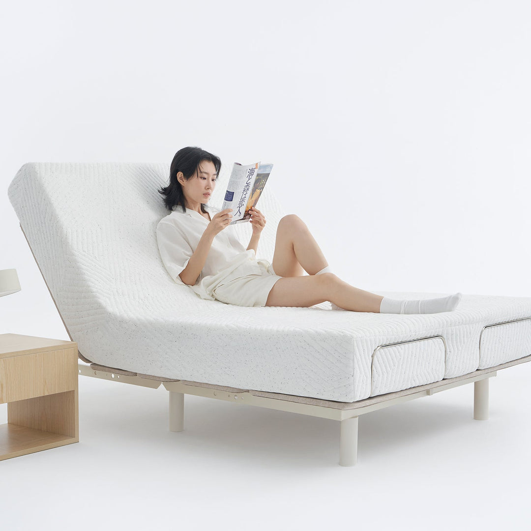 Loft Home adjustable mattress for reading, lounging, and restful sleep, designed for modern Singapore bedrooms.