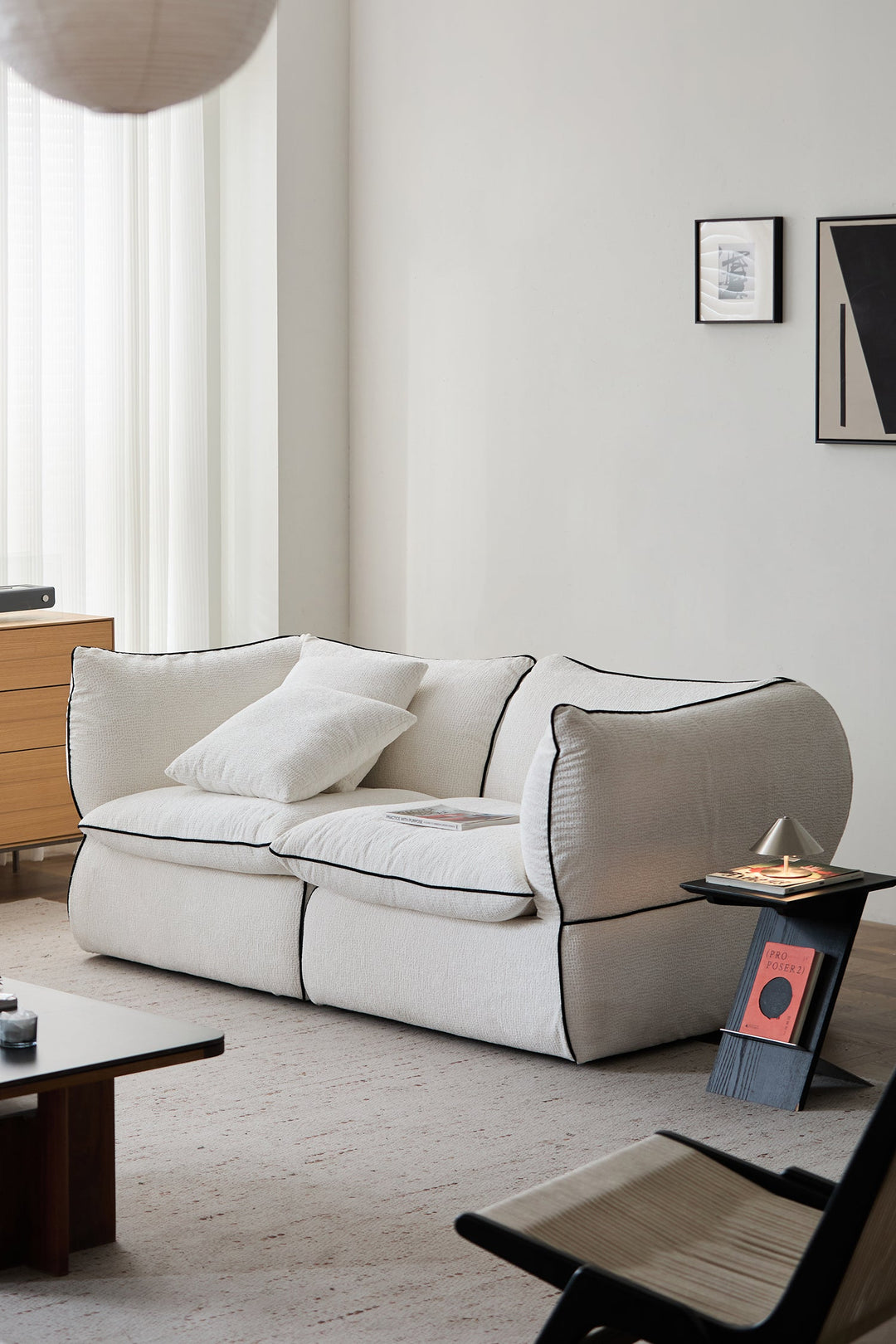 Medium cream fabric sofa for Singapore living rooms, sized 1500–2000mm for HDB flats, condos, and modern apartments.