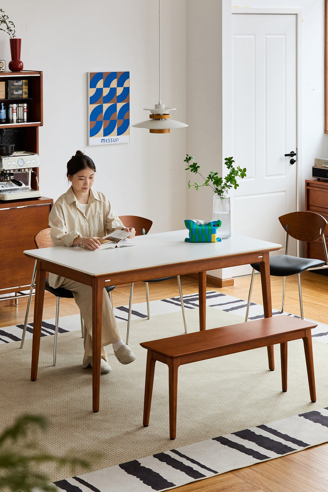 Medium wooden dining table sized 1000–1500mm, styled for Singapore dining rooms, HDB flats, condos, and everyday family meals.