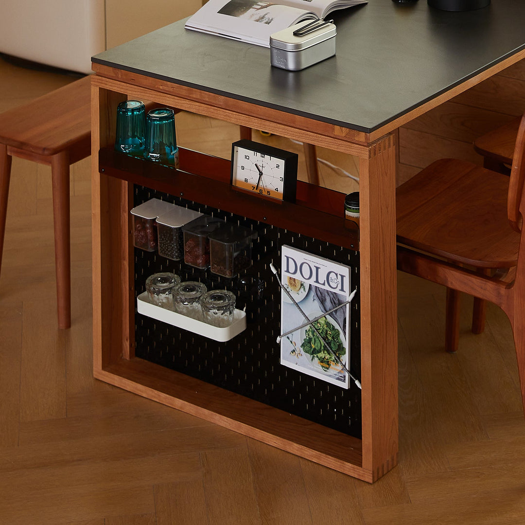 Loft Home pegboard table with integrated storage and sleek black tabletop, ideal for organizing essentials in the Pegboard Tables collection.