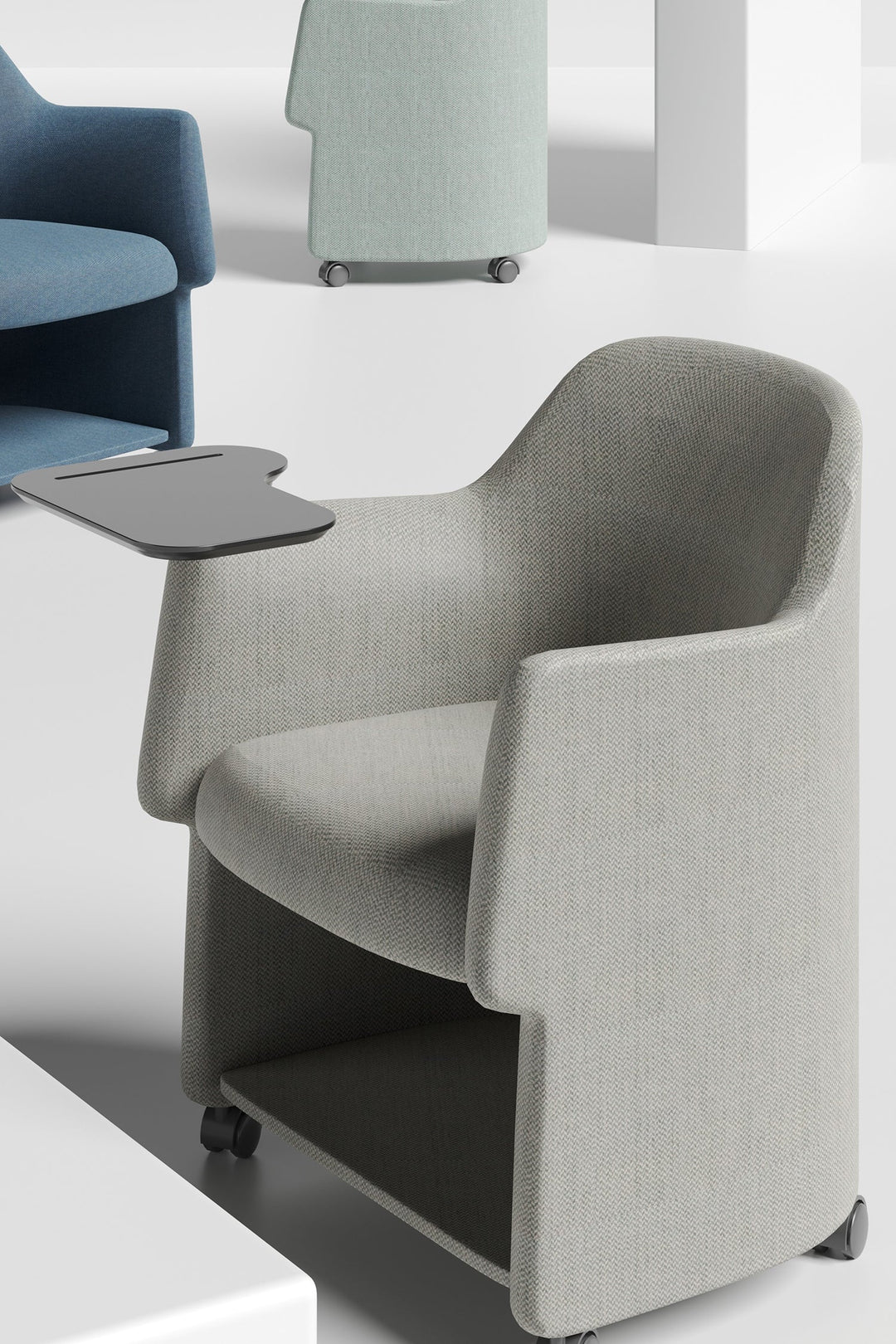 Sofa chair with wheels and side table, designed for flexible seating in Singapore HDB flats, condos, study rooms, and home offices.